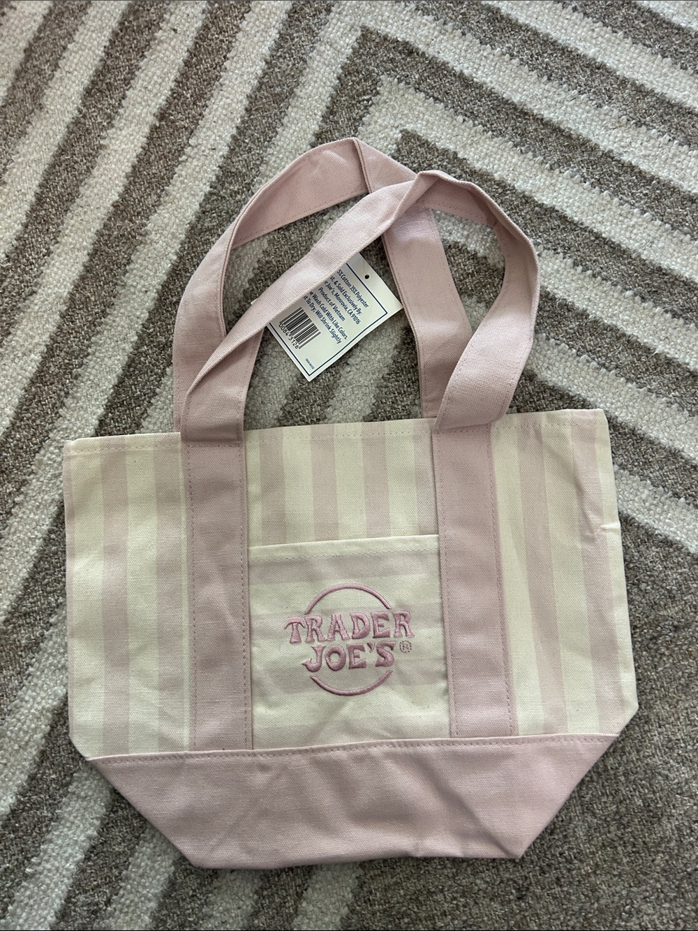 Trader Joe’s Pastel Pinstripe Canvas Tote Bag - Picture 5 of 6